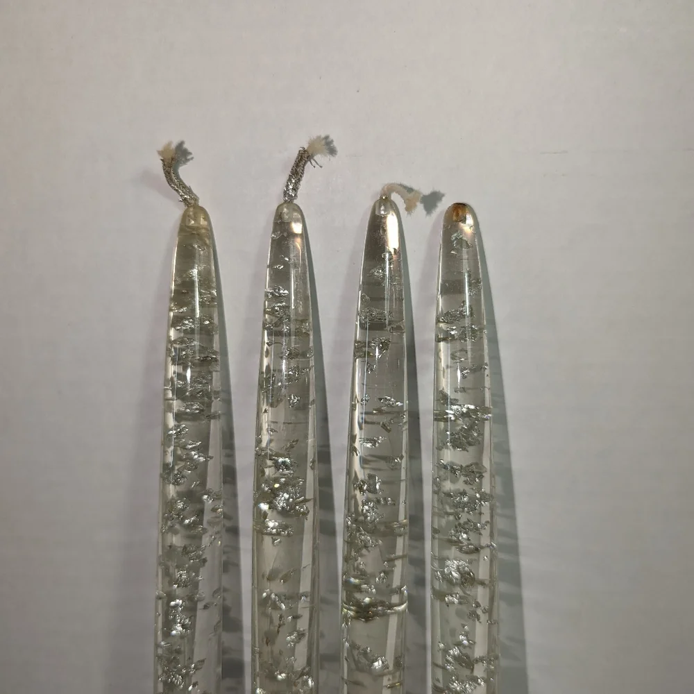 Lucite Silver Candlesticks Set of Four